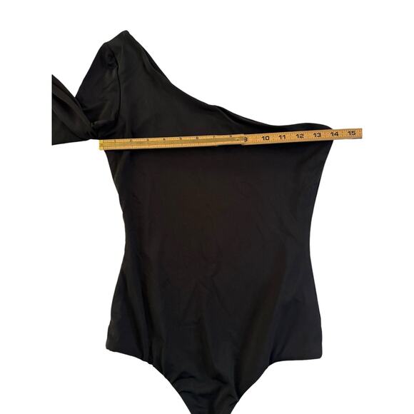 Windsor Small Solid Black One-Shoulder Long Sleeve Bodysuit #3269 - Picture 9 of 10